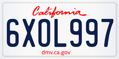 CA license plate 6XOL997