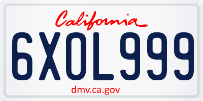 CA license plate 6XOL999