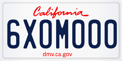 CA license plate 6XOM000
