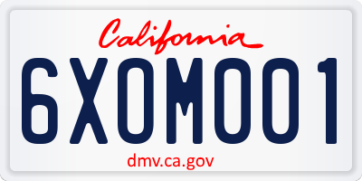 CA license plate 6XOM001