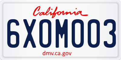 CA license plate 6XOM003