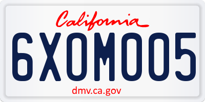 CA license plate 6XOM005
