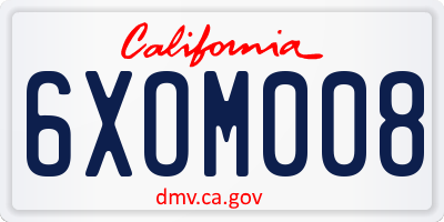 CA license plate 6XOM008