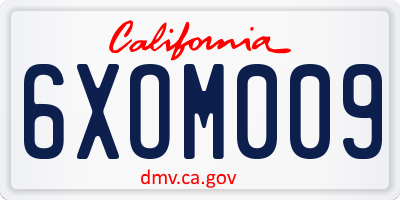 CA license plate 6XOM009
