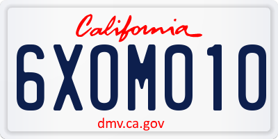 CA license plate 6XOM010