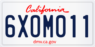 CA license plate 6XOM011