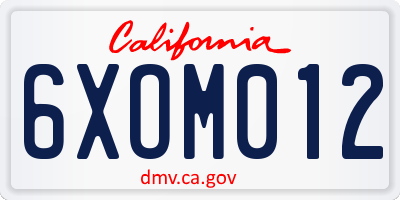 CA license plate 6XOM012