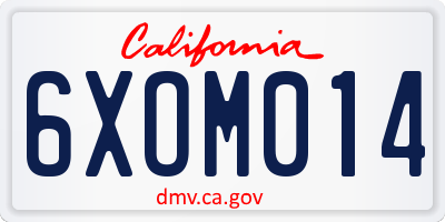 CA license plate 6XOM014