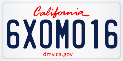 CA license plate 6XOM016