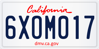 CA license plate 6XOM017