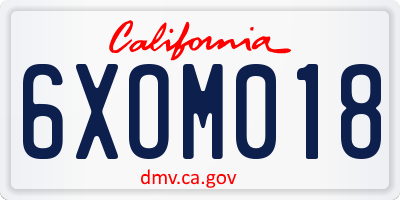 CA license plate 6XOM018