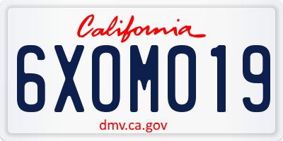 CA license plate 6XOM019