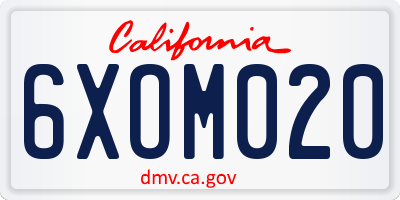 CA license plate 6XOM020