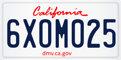 CA license plate 6XOM025