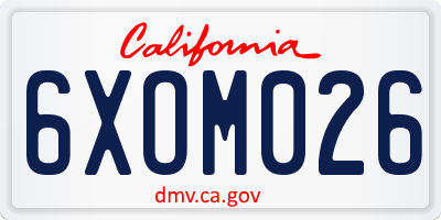 CA license plate 6XOM026