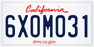 CA license plate 6XOM031