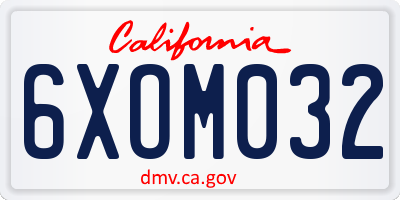 CA license plate 6XOM032
