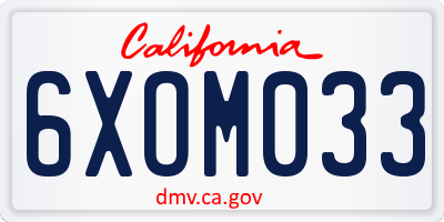 CA license plate 6XOM033