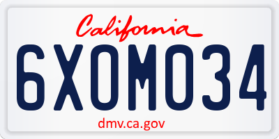 CA license plate 6XOM034