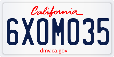 CA license plate 6XOM035