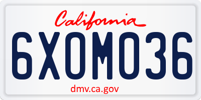 CA license plate 6XOM036