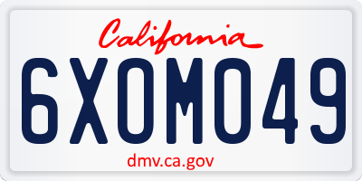 CA license plate 6XOM049