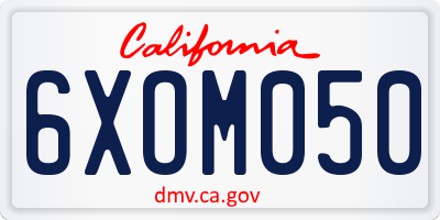CA license plate 6XOM050