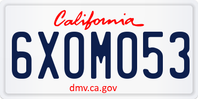 CA license plate 6XOM053