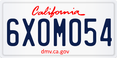 CA license plate 6XOM054