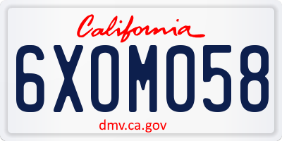CA license plate 6XOM058