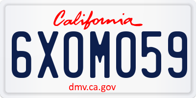 CA license plate 6XOM059