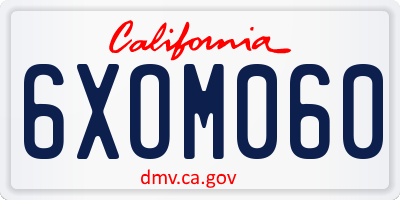 CA license plate 6XOM060