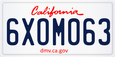 CA license plate 6XOM063
