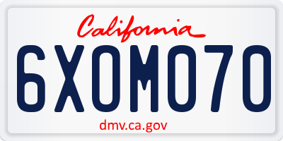 CA license plate 6XOM070