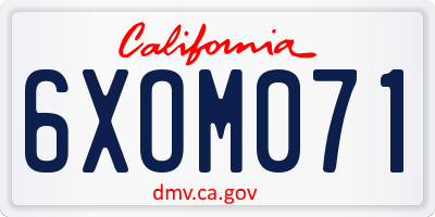 CA license plate 6XOM071