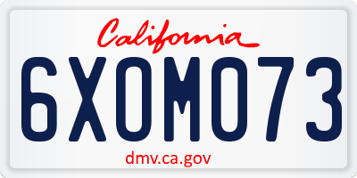 CA license plate 6XOM073