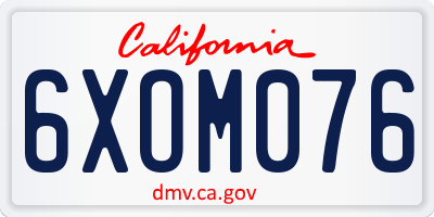 CA license plate 6XOM076