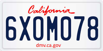 CA license plate 6XOM078