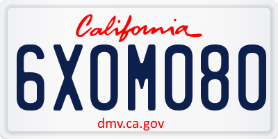 CA license plate 6XOM080
