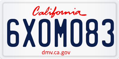 CA license plate 6XOM083