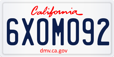 CA license plate 6XOM092