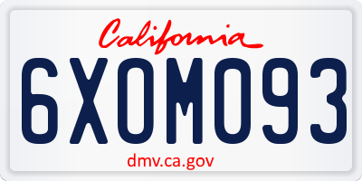 CA license plate 6XOM093