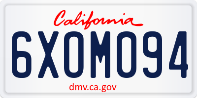 CA license plate 6XOM094