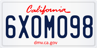 CA license plate 6XOM098