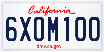 CA license plate 6XOM100