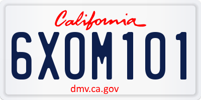 CA license plate 6XOM101