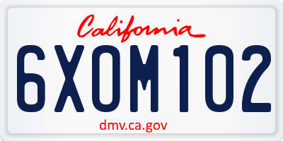 CA license plate 6XOM102