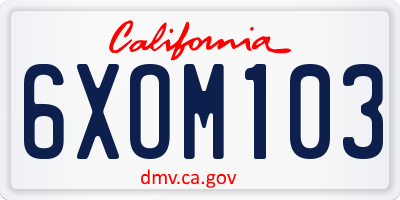 CA license plate 6XOM103