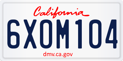 CA license plate 6XOM104