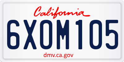 CA license plate 6XOM105